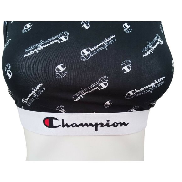 Champion Wireless Sports Bra Womens Size Medium Black Racerback Straps High Neck - Picture 3 of 8